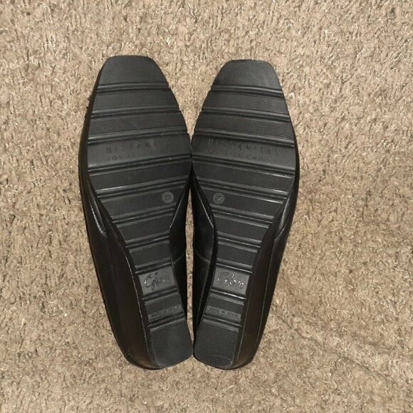 HISPANITAS-Freya-Wedge Pump-Black Leather-Suede Fringe Poms-Sz 37-6.5-Near Mint - Picture 7 of 7